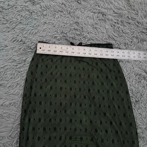 Cider Green Black Floral Mesh Two Piece Skirt Top Set Whimsygoth Emo Goth S/M - Picture 6 of 11